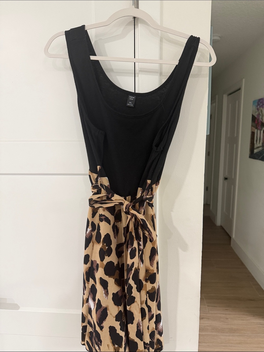3x SHEIN black and leopard print shirt dress